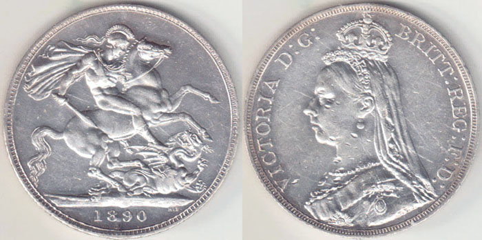 1890 Great Britain silver Crown A003169